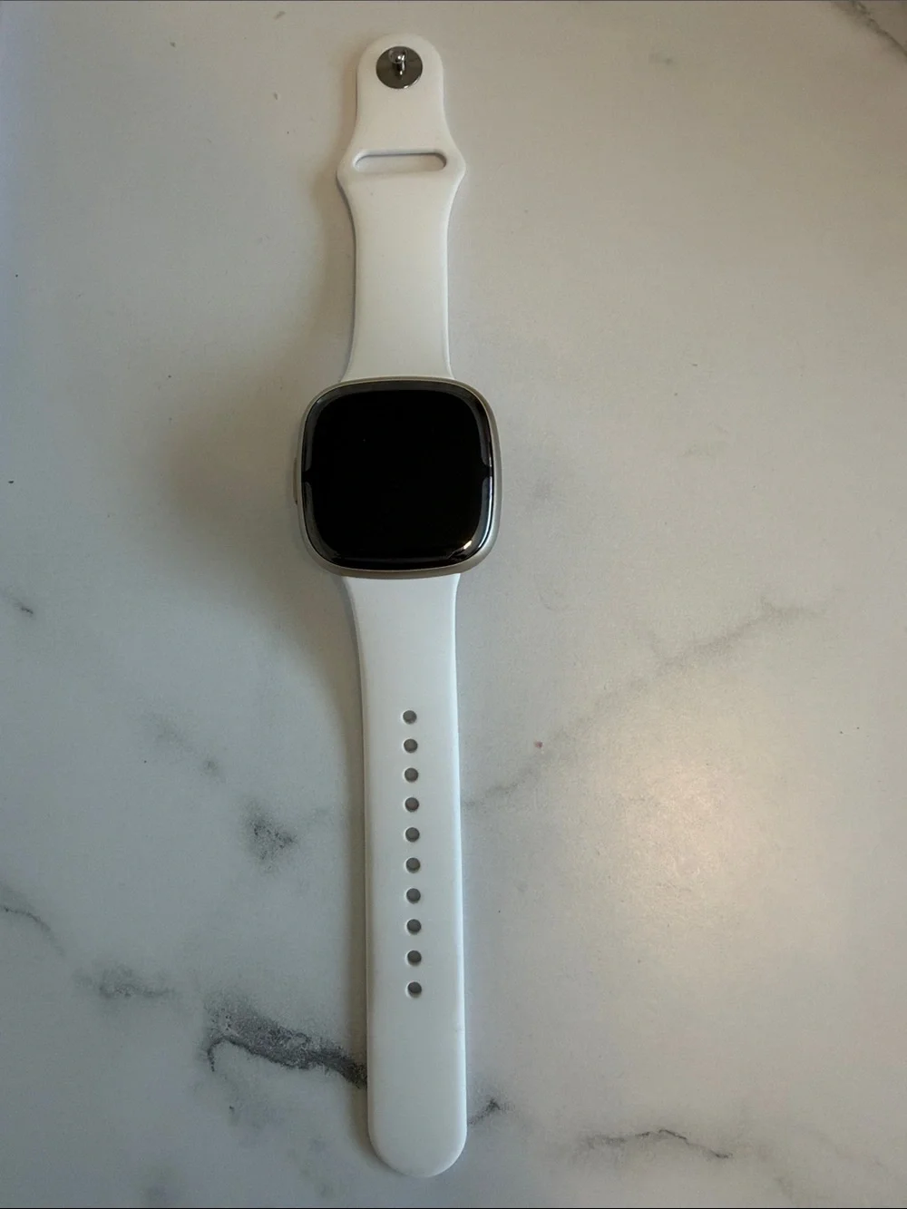 fitbit White Smartwatch with gold Bezel - Silicone Band,charger and second band